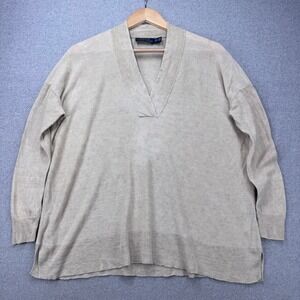 Polo Ralph Lauren 100% Linen Oversized Sweater Sz XS Beige Slouchy Coastal